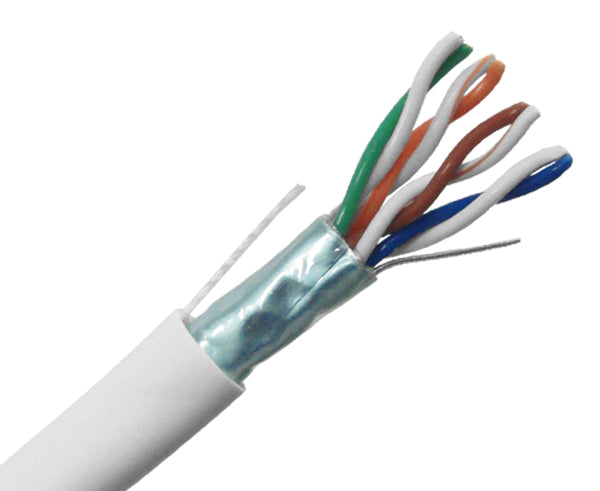 CAT5E Shielded Plenum Ethernet Cable, White, 1,000FT