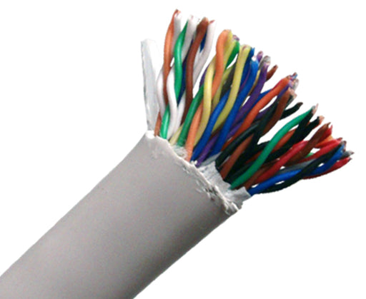 CAT5E UTP PVC Bulk Cable, UTP (1-Foot), 24AWG Solid 25 Pair 50/C Solid Bare Copper, Wooden Spool (UL/ETL) - Gray