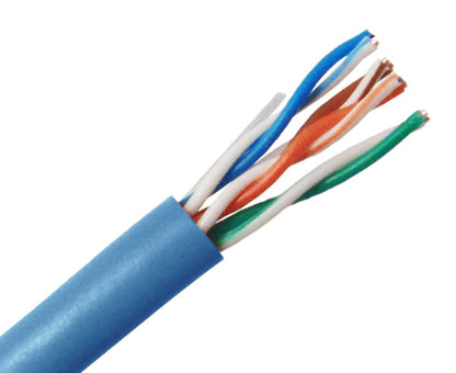 CAT5E Riser Bulk Ethernet Cable, CMR UL Listed Solid Copper UTP, 24 AWG, Blue