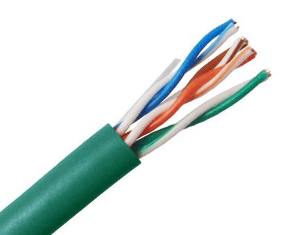 CAT5E Riser Bulk Ethernet Cable, CMR UL Listed Solid Copper UTP, 24 AWG, Green