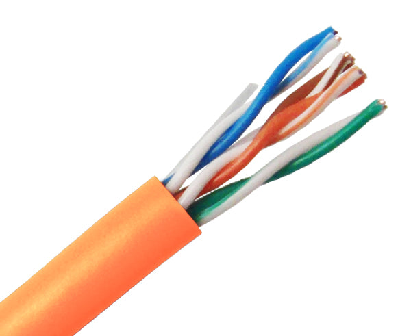 CAT5E Riser Bulk Ethernet Cable, CMR UL Listed Solid Copper UTP, 24 AWG - Orange