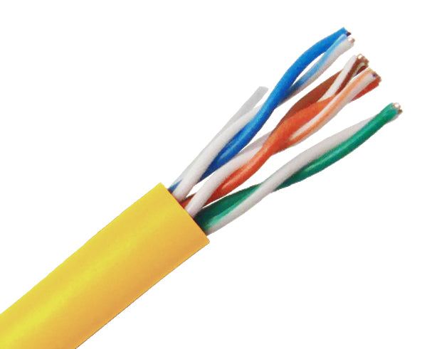 CAT5E Riser Bulk Ethernet Cable, CMR UL Listed Solid Copper UTP, 24 AWG - Yellow
