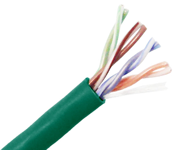 CAT5E Plenum Bulk Ethernet Cable, CMP Solid Copper UTP, 24 AWG - Green
