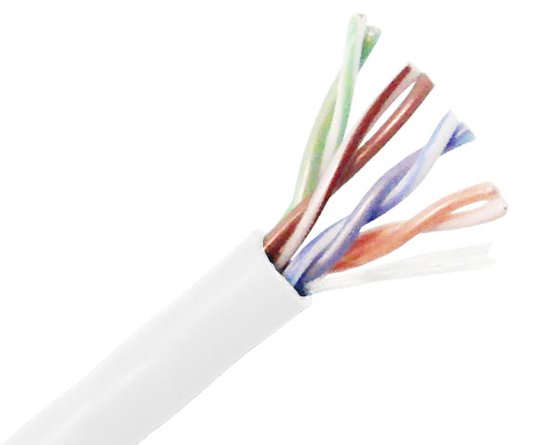 CAT5E Plenum Bulk Ethernet Cable, CMP Solid Copper UTP, 24 AWG - White
