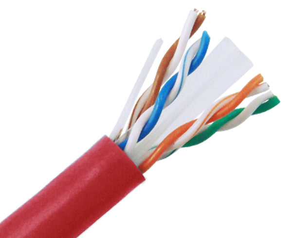 1,000FT CAT6A Riser UTP Bulk Cable Solid 4 Pair 23 AWG Spool – Red