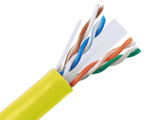 CAT6A Plenum Bulk Ethernet Cable, CMP, Solid 23AWG 1,000FT Spool - Yellow