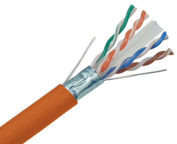 1,000FT CAT6A Shielded Plenum Bulk Ethernet Cable, Orange Jacket