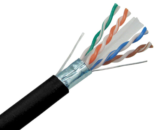 1,000FT CAT6A Shielded Plenum Bulk Ethernet Cable, Black Jacket
