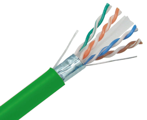 1,000FT CAT6A Shielded Plenum Bulk Ethernet Cable, Green Jacket
