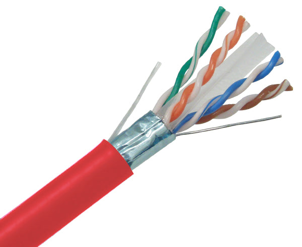 CAT6A Solid Shielded 1,000FT Cable for 10G Networking Red