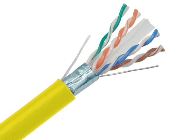 CAT6A Solid 1,000FT Shielded Cable for 10G Networking Yellow