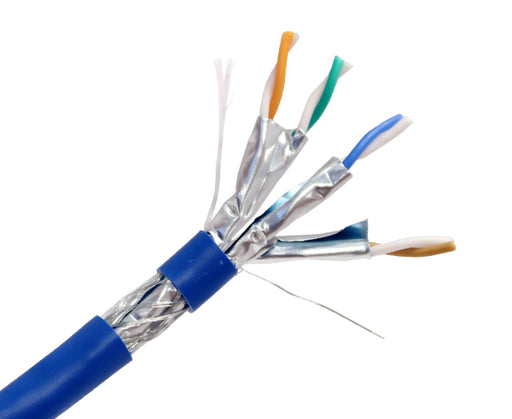 1,000FT CAT6A Dual Shielded Solid Indoor S/FTP Cable - Blue