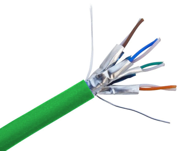CAT6A Shielded Bulk Ethernet Cable, U/FTP, 26AWG Stranded Copper, Indoor, 1000FT - Green
