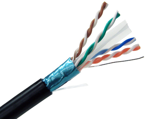 CAT6A Direct Burial Outdoor Shielded F/UTP CMX Cable 1000' - Black