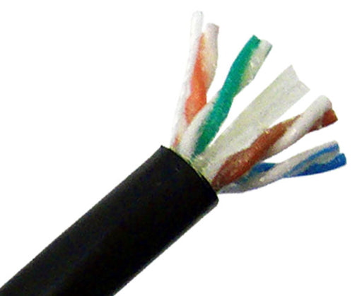  CAT6A Outdoor Direct Burial CMX Cable, Gel Filled, 1000' - Black