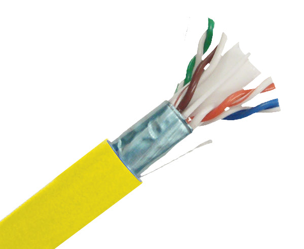 1000ft CAT6 Shielded Plenum Cable, 23AWG Solid Copper - Yellow