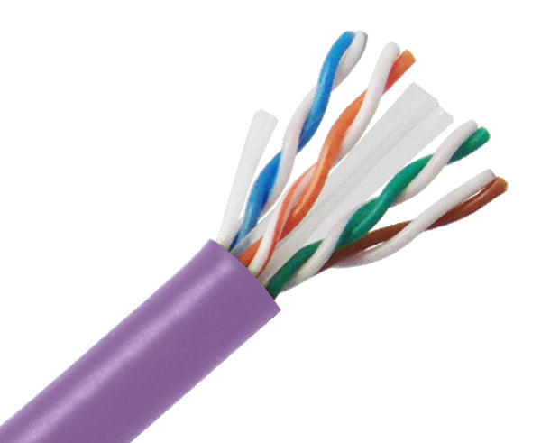 CAT6 Bulk Riser Ethernet Cable, CMR UL Listed Solid Copper UTP, 24 AWG 1000FT - Purple