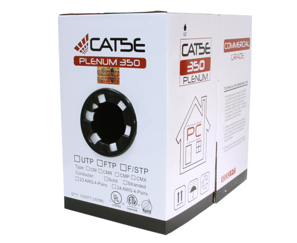CAT5E Plenum Bulk Ethernet Cable, CMP Solid Copper UTP, 24 AWG - Pull box