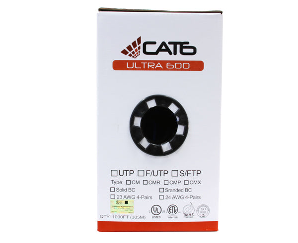 CAT6 Bulk Riser Ethernet Cable, CMR UL Listed Solid Copper UTP, 24 AWG 1000FT - Pull Box