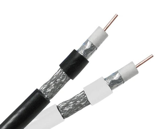 RG6 Coaxial Cable, Dual Shielded, 18 AWG CCS, 60% AL Braid, 1,000'/500', Black or White