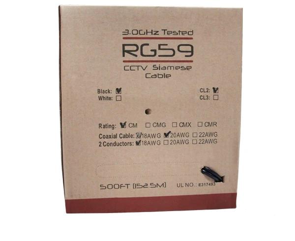 Pull Box of RG59 Siamese Coaxial Cable, 20AWG CCA