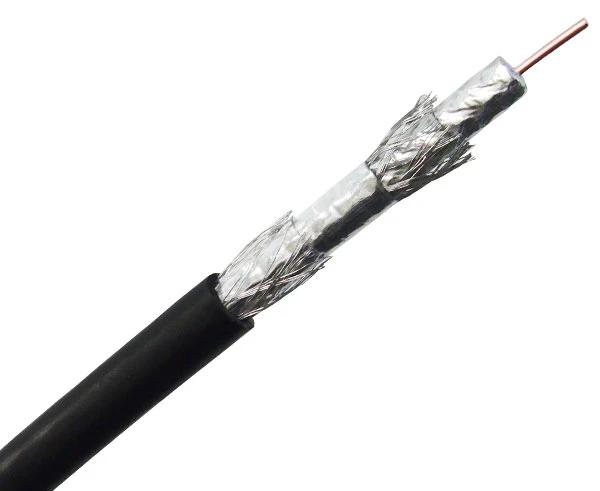 RG6 Quad Shielded Riser CMR Coaxial Cable, 500ft, 100ft - Black