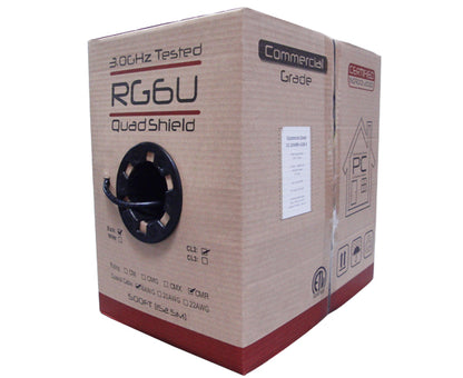 RG6 Quad Shielded Riser CMR Coaxial Cable in pull box