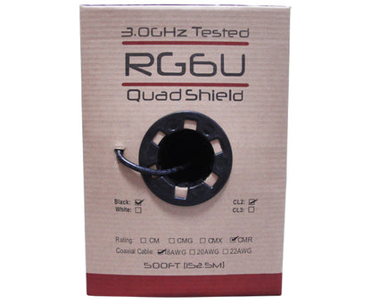RG6 Quad Shielded Riser CMR Coaxial Cable in pull box