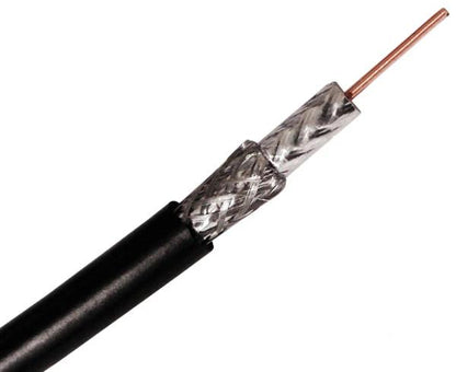 Coaxial Cable, RG6 Cable, 18 AWG, Direct Burial, CCS 60% AL Dual Shield, Black, 1,000ft