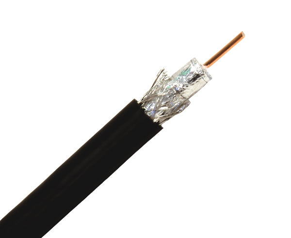 RG11 Riser Coaxial Cable, 14 AWG Solid CCS, 60% AL Braid Shielding + AL Foil Bonded, 1,000', Black