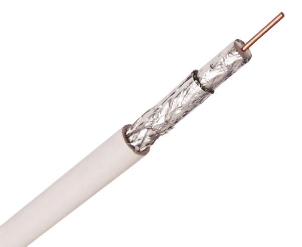 RG6 Coax Cable, Quad Shielded, 18 AWG BC, 60% AL Shield - White