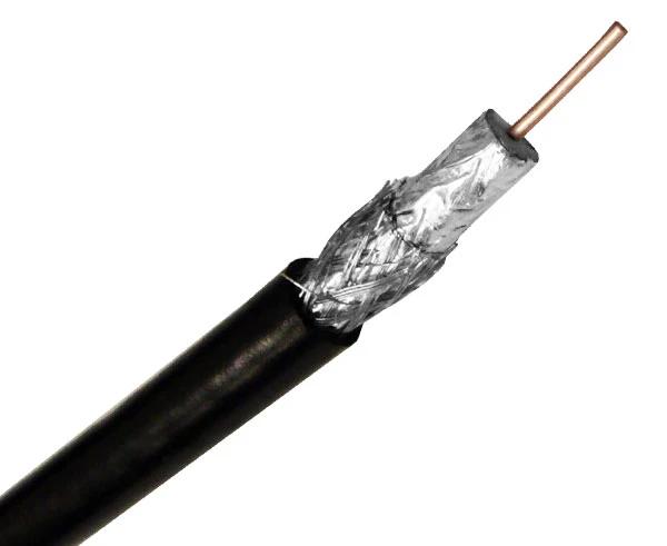 RG6 Coaxial Cable, Dual Shielded, 18 AWG CMR, BC, 60% AL Braid, 1,000ft, Black 