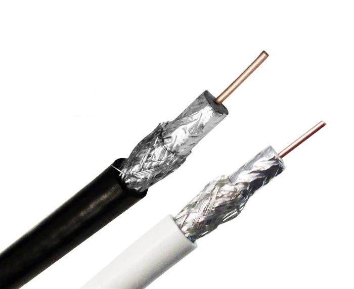 RG6 Coaxial Cable, Dual Shielded, 18 AWG CMR, BC, 60% AL Braid, 1,000ft, Black or White