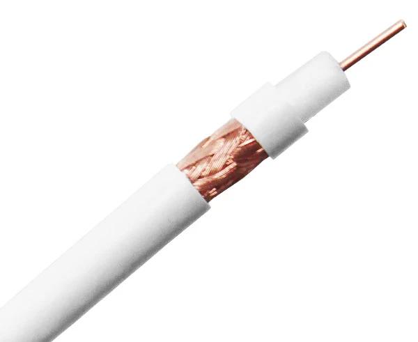 RG59 CMP Coaxial Cable 20 AWG Bare Copper 95% BC Braid, 1000' White