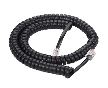 12Ft Coiled Handset Cord, RJ22 (4P4C) Black