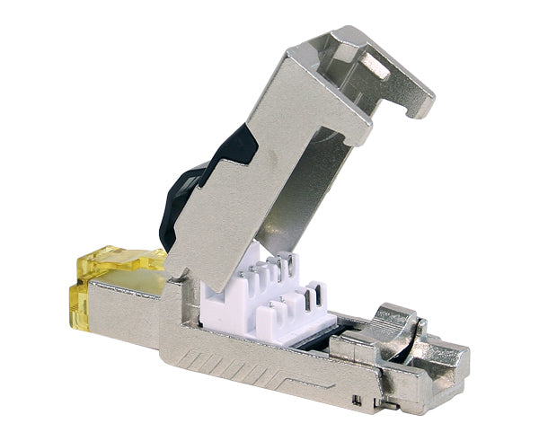 Open view of CAT6A Shielded RJ45 Field Termination Plug