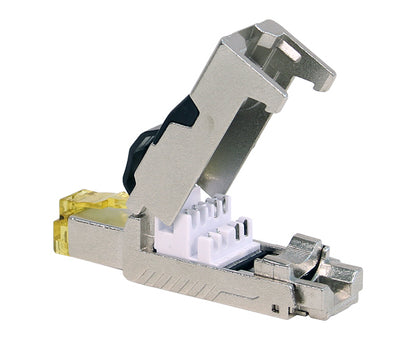 Open view of CAT6A Shielded RJ45 Field Termination Plug