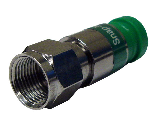 Plenum Quad Shield Pro Snap N Seal Universal F-Type RG6 Coax Cable Connector - Green Ring