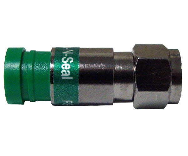 Plenum Quad Shield Pro Snap N Seal Universal F-Type RG6 Coax Cable Connector - Green Ring