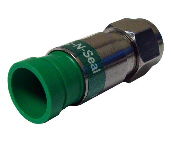 Plenum Quad Shield Pro Snap N Seal Universal F-Type RG6 Coax Cable Connector - Green Ring