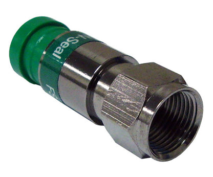 Plenum Quad Shield Pro Snap N Seal Universal F-Type RG6 Coax Cable Connector - Green Ring
