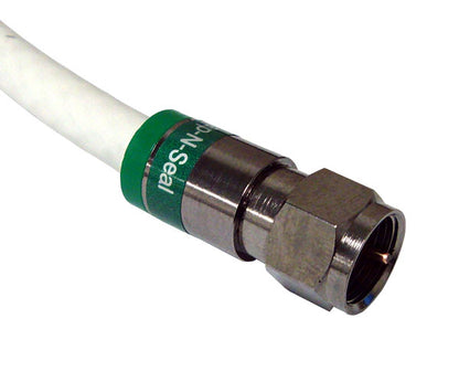 Plenum Quad Shield Pro Snap N Seal Universal F-Type RG6 Coax Cable Connector - Green Ring