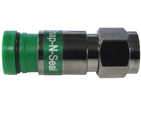 Snap N Seal Universal F-Type RG6 Coax Cable Connector, Standard or Quad Shield - Green Ring
