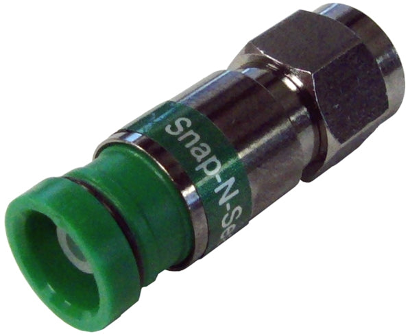 Snap N Seal Universal F-Type RG6 Coax Cable Connector, Standard or Quad Shield - Green Ring