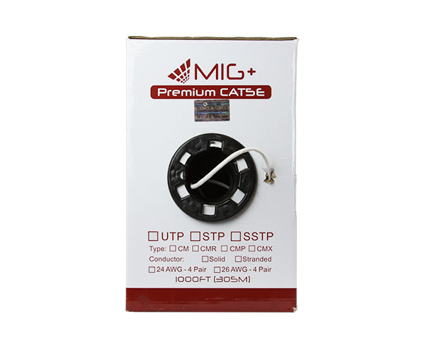 CAT5E Plenum Bulk Ethernet Cable, CMP UL Listed, Solid Copper UTP, 24 AWG 672FT