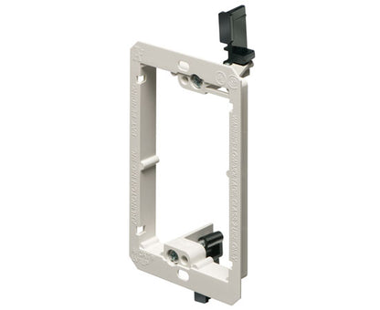 Single Gang Low Profile Non-Metallic Drywall Mud-Ring Mounting Bracket, White