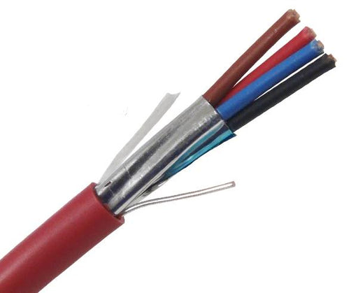 FPLP Shielded Plenum Red Jacketed Fire Alarm Cable, 18/4 Solid AWG BC, 1000'