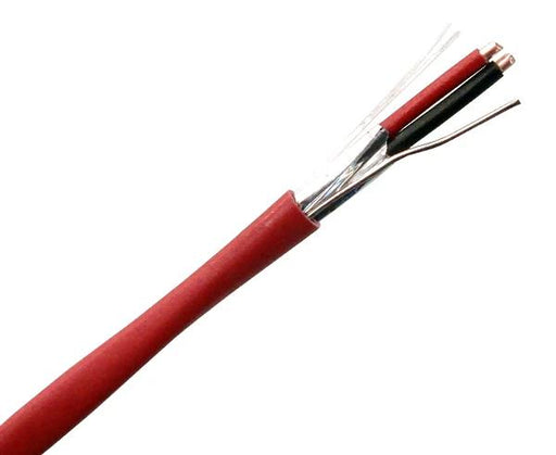 Plenum Fire Alarm Shielded Cable (FPLP), 18/2 AWG Solid Bare Copper, 1000Ft, Available in Red Jacket