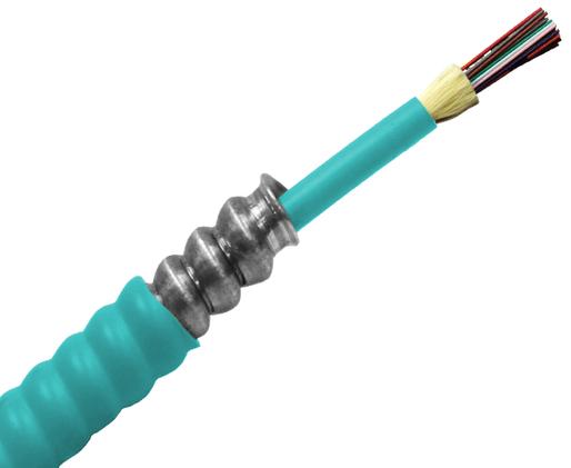 Armored Distribution, Riser Fiber Optic Cable, Multimode, OM4, Corning Fiber, Indoor, OFCR (Per Foot)