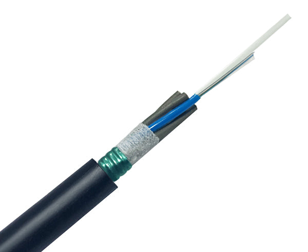 12 Strand OSP Outdoor Dry Loose Tube, Armored, All Dielectric, OS2 Single Mode Fiber Optic Cable